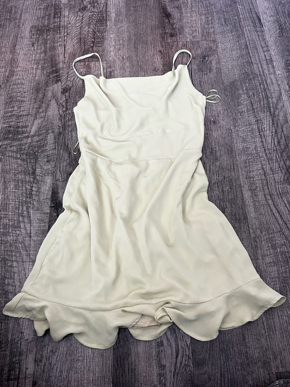 Le Lis Light Green Mini Dress with Ruffle Hem